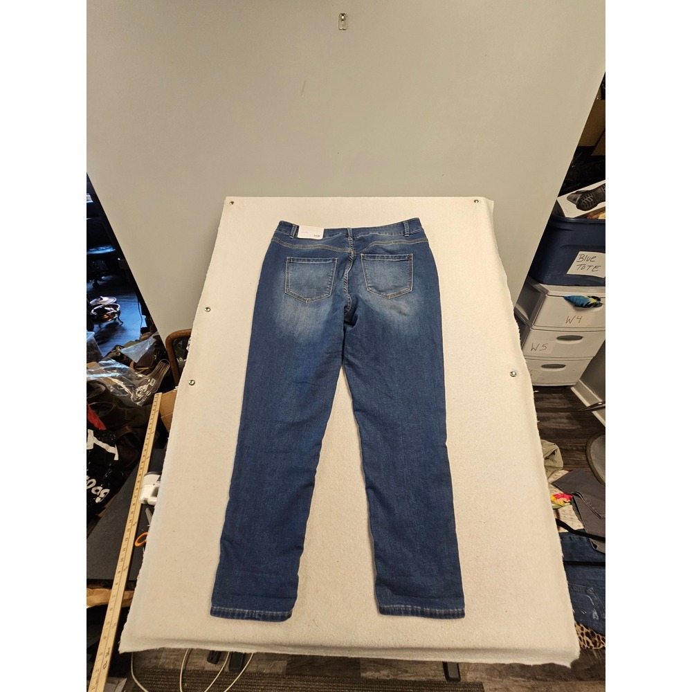 CJ Banks Moderately‎ Curvy Knit Jeans 16W Average Blue Tapered Leg NWT